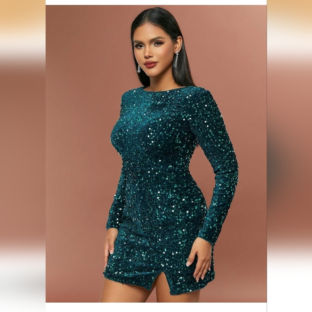 Elegant Green Sequin Dress